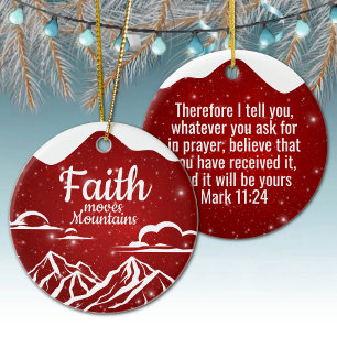 Festive Snowy Motivational Biblical Text ⛪️ 🎄 Ceramic Ornament