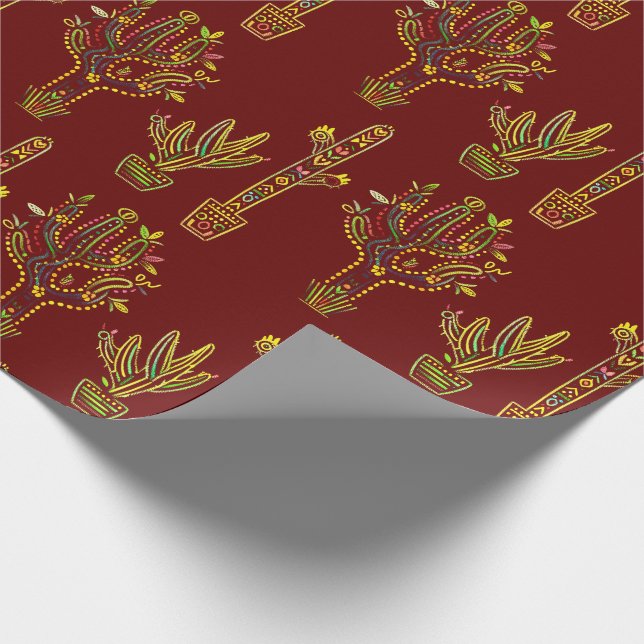 Festive Southwestern Cactus Plants Wrapping Paper (Corner)