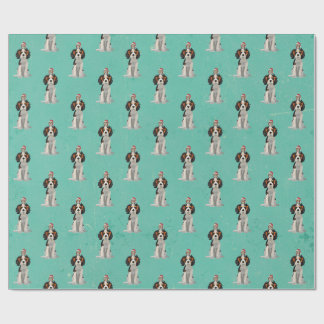 FESTIVE SPANIEL & OWL Wrapping Paper