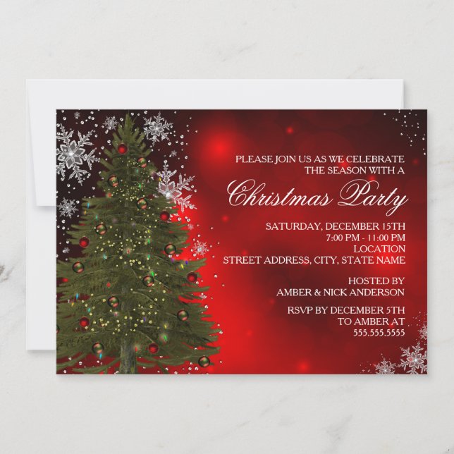 Festive Sparkle Xmas Tree Invitation de la fête de (Devant)