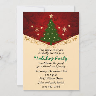 Festive Sparkling Tree Christmas Party Invitation