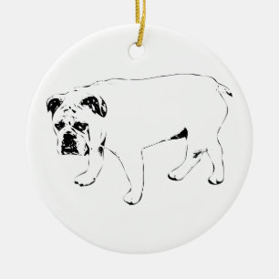 Festive Spirit, Bulldog Tree Charm Ceramic Ornament