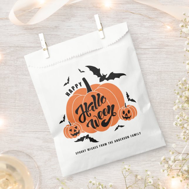 Festive Spooky Pumpkins Halloween Party Favour Bag (Clipped)