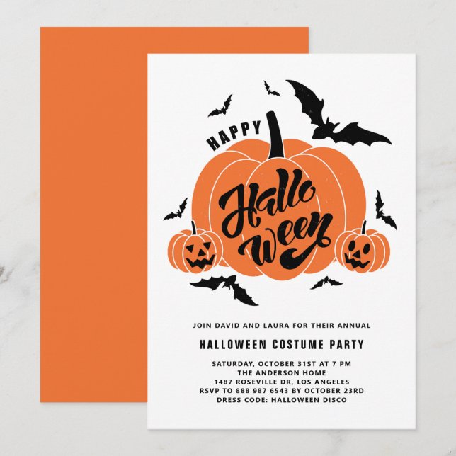 Festive Spooky Pumpkins Halloween Party Invitation (Front/Back)