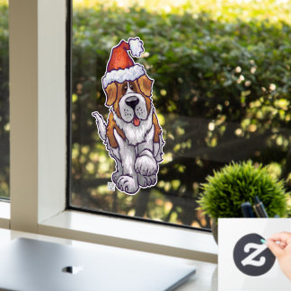 Festive St. Bernard Window Cling