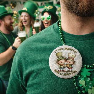 Festive St. Patrick’s Day Characters  6 Inch Round Button