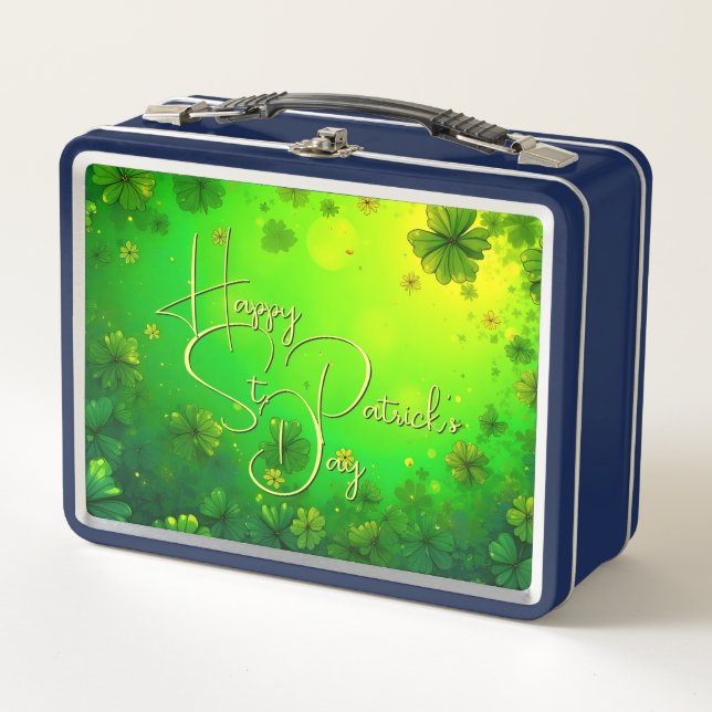 Festive St. Patrick’s Day Greetings Metal Lunch Box (Front)