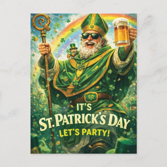 Festive St. Patrick's Day Party Illustration  Postcard (Front)