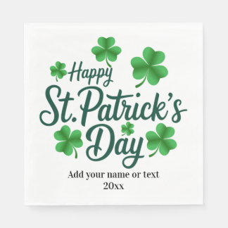 Festive St. Patrick's Day with Shamrock Border Napkin