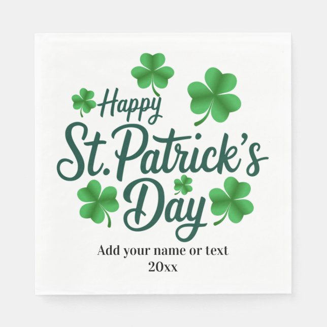 Festive St. Patrick's Day with Shamrock Border Napkin (Front)