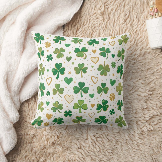 Festive St. Patrick's Pattern Throw Pillow (Blanket)
