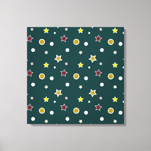 Festive Star Pattern on Dark Teal Canvas Print