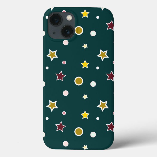 Festive Star Pattern on Dark Teal Case-Mate iPhone Case (Back)