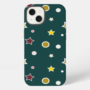 Festive Star Pattern on Dark Teal iPhone 13 Case