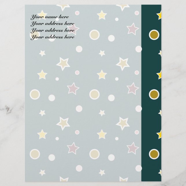 Festive Star Pattern on Dark Teal Letterhead (Front)