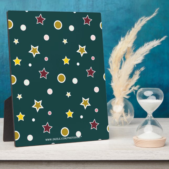 Festive Star Pattern on Dark Teal Plaque (Side)