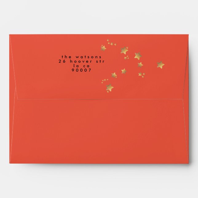 Festive Star Red Address Elegant Christmas Holiday Envelope (Back (Top Flap))