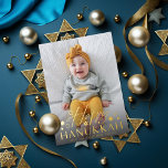 Festive Starry Happy Hanukkah Photo Gold Foil Holiday Card<br><div class="desc">Happy Hanukkah with jewish stars in real foil; choose from gold,  rose gold or silver. Dark photo overlay optional. Customize the backside colour,  text or add more photos if desired.</div>