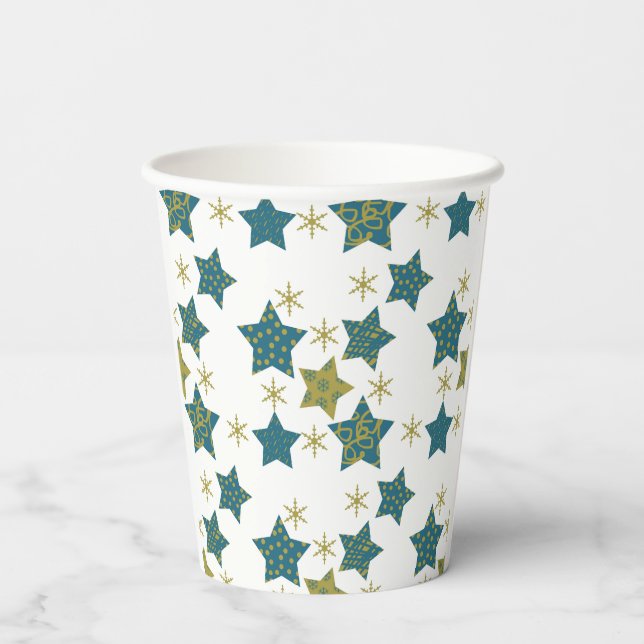 Festive starry pattern paper cups (Back)