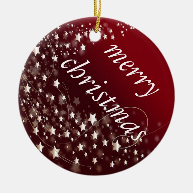Festive Stars Ceramic Ornament (Front)