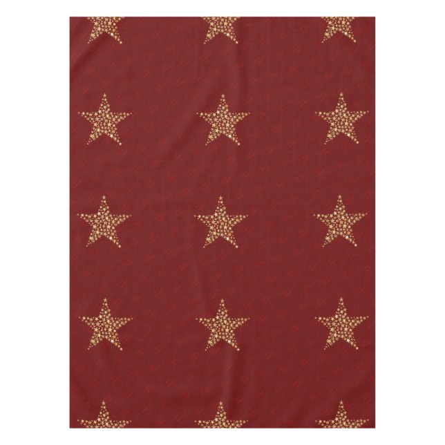 FESTIVE STARS Christmas Holiday Blessings RED Tablecloth (Front)