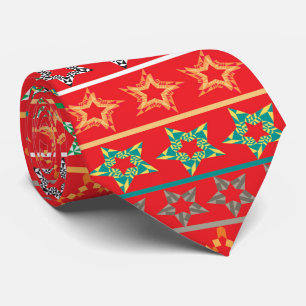 Festive stars red neck tie