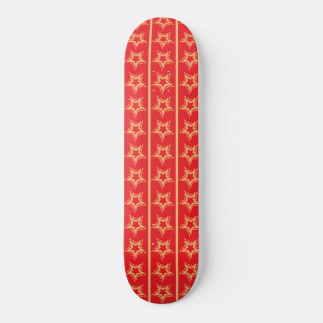 festive stars red Skateboard (Front)