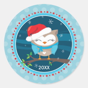 FESTIVE STICKER SEAL :: festive owl 2