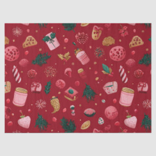 Festive Strawberry Christmas Treats Pattern Tissue Paper