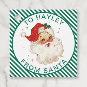 Festive Stripe Green From Santa Gift Favour Tags