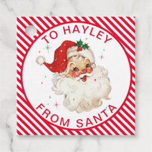 Festive Stripe Red From Santa Gift Favour Tags