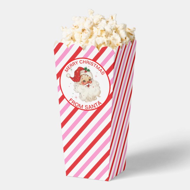 Festive Stripe Red Pink From Santa Gift Favor Box (Popped)