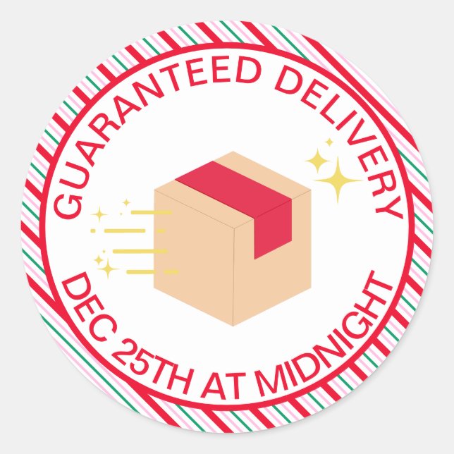 Festive Stripe Special Delivery Santa's Workshop Classic Round Sticker (Front)