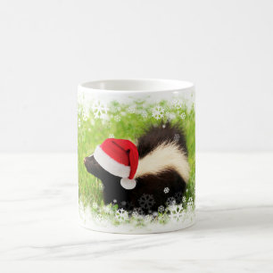 Festive Striped Skunk Christmas Coffee Mug