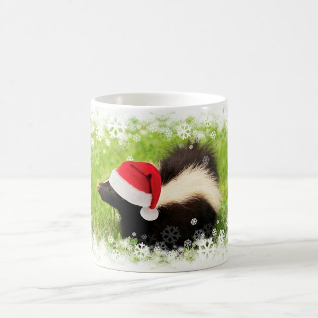 Festive Striped Skunk Christmas Coffee Mug (Center)