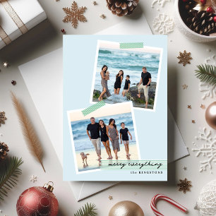 Festive Striped Tape- V1- Photo Holiday Flat Card