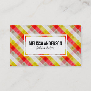 Festive Stripes   Snowflakes Business Card
