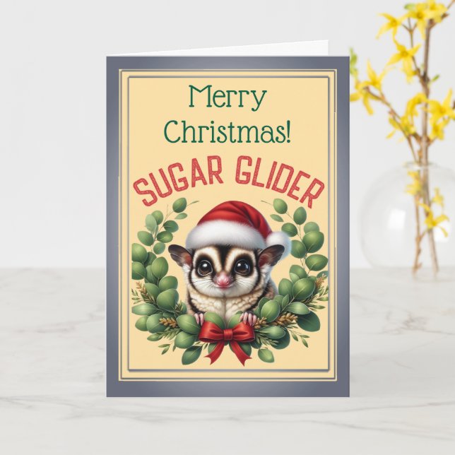 Festive Sugar Glider Christmas Card (Yellow Flower)