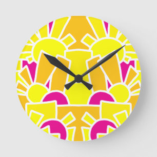 Festive Sun Doodle Art 42 Round Clock