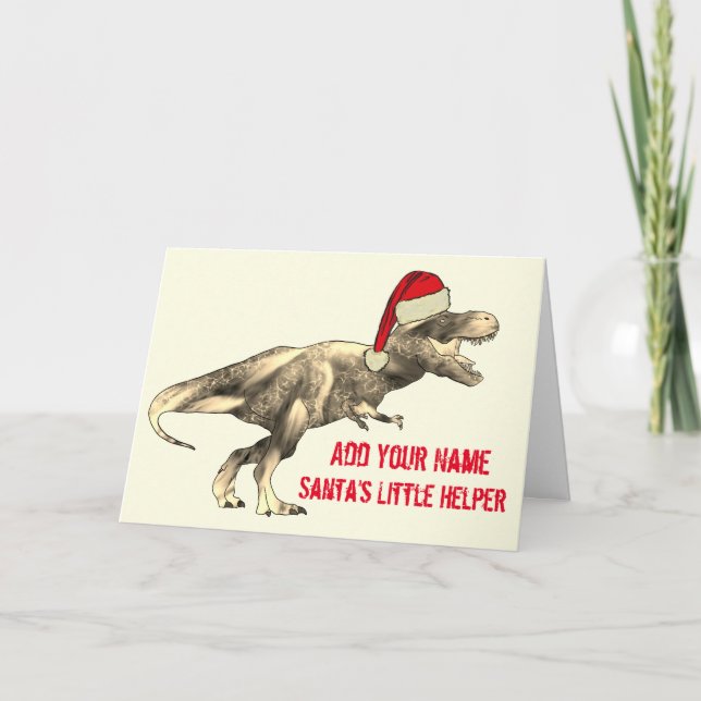Festive T Rex Funny Christmas Dinosaur Irony Quote Card (Front)