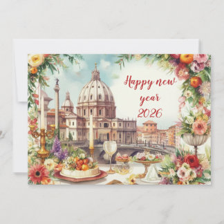 Festive Table in Italy New Year Holiday Card