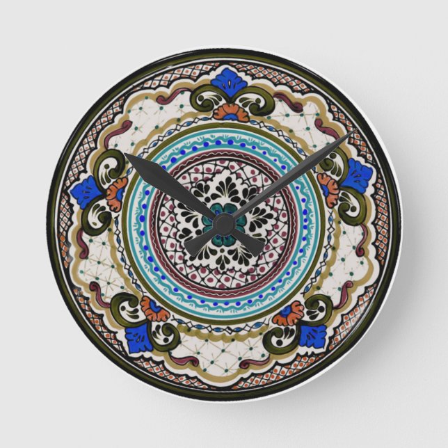 Festive Talavera Nueve Round Clock (Front)