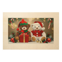 Festive Teddy Bears on Christmas Day