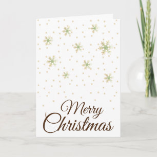 Festive Tender Snowflakes Merry Christmas Script Holiday Card