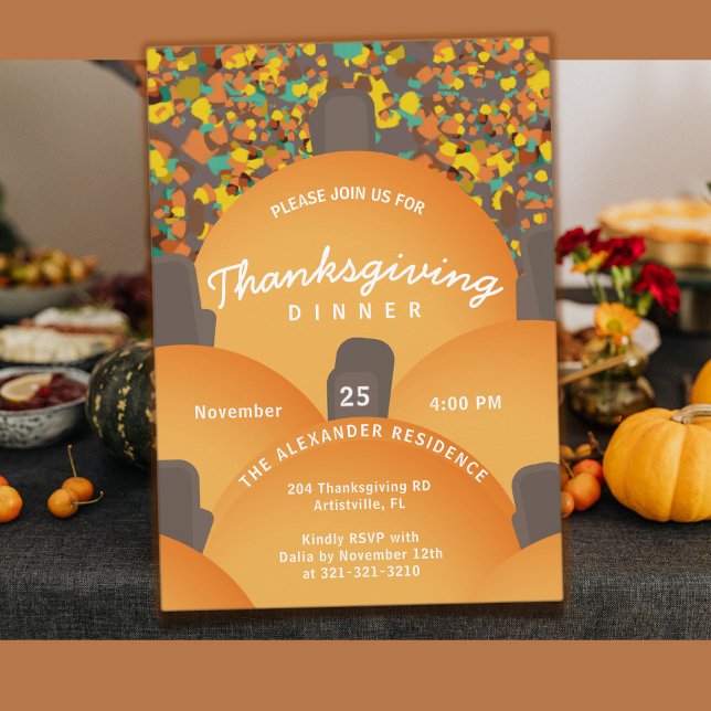 Festive Terrazzo Pumpkin Thanksgiving Dinner Invitation (Creator Uploaded)