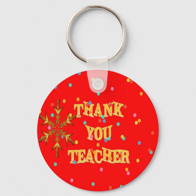 Festive Thank You Teacher Keychain (Front)