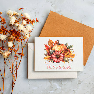 Festive Thanks Pumpkin Bouquet Card