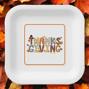 Festive Thanksgiving Elements Paper Napkin Plate