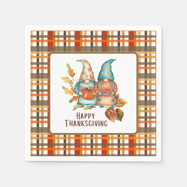Festive Thanksgiving Gnomes  Napkin (Front)