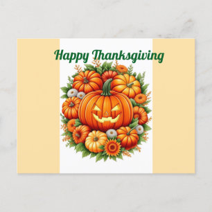 Festive Thanksgiving Pumpkin Postcard